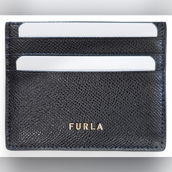 Furla Accessories - Furla Classic Credit Card Case Textured Leather In Black, New